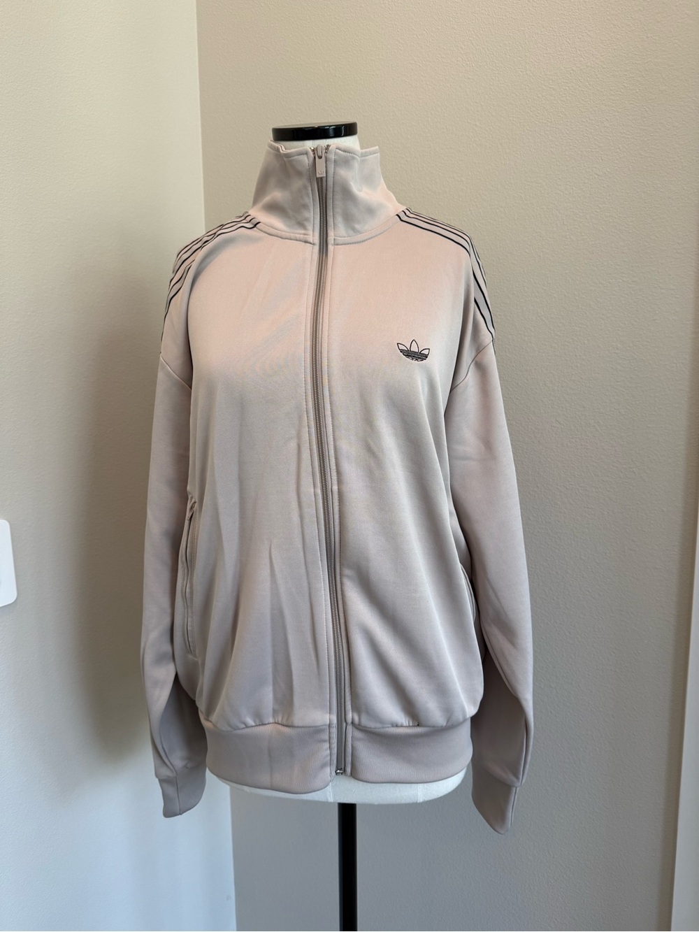 adidas Light Beige 3-Stripe Track Suit (pants and zip up jacket)